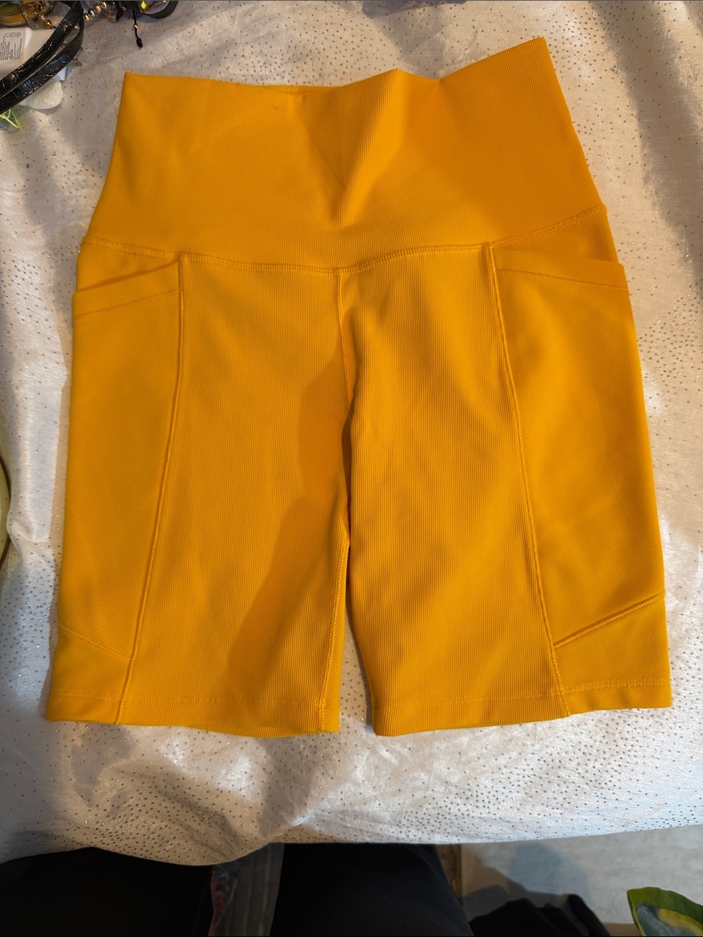 Calia High-Waist Yellow Active Biker Shorts size M